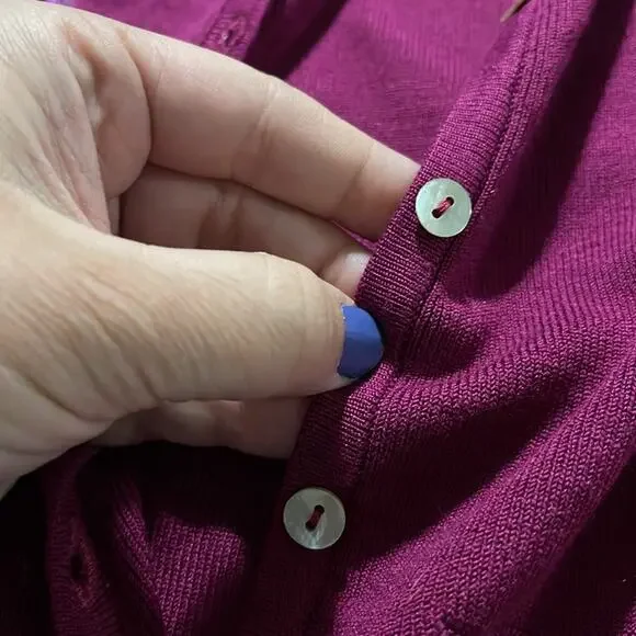 NEW Susan Bristol Silk Blend Sequin Detailed Berry Cardigan Women's Size L NWT - Picture 5 of 7